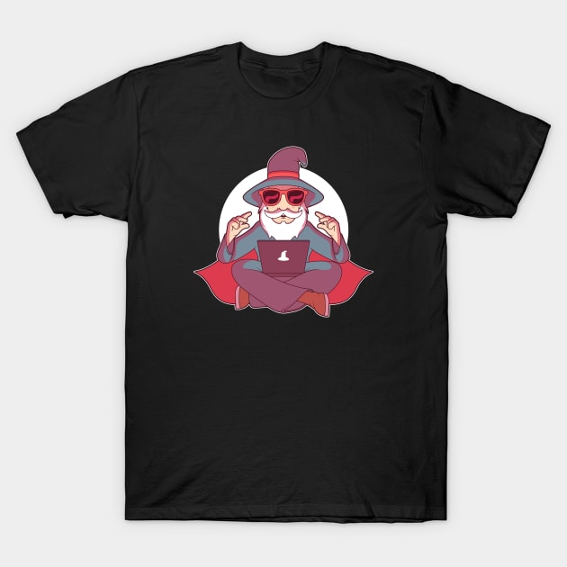 Funny Tech Wizard Cartoon T-Shirt by SLAG_Creative